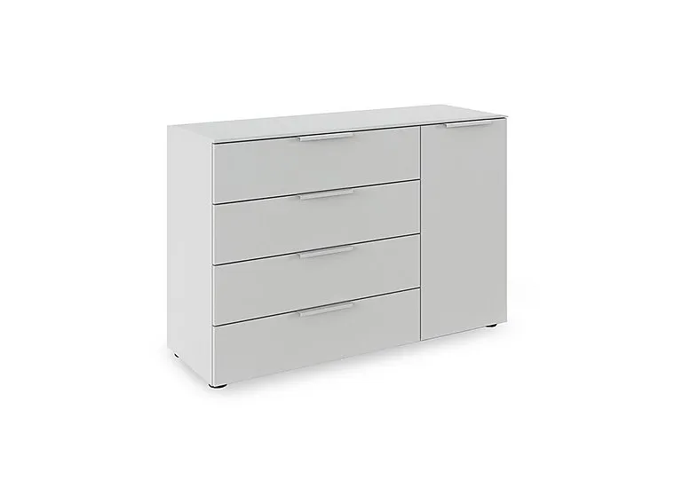Haven 4 Drawer 1 Door Décor Chest - Silk Grey/Silk Grey Front