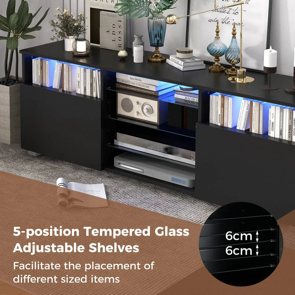 Costway TV Stand Console Table for 65 inch TV Modern Entertainment Center in Black 4