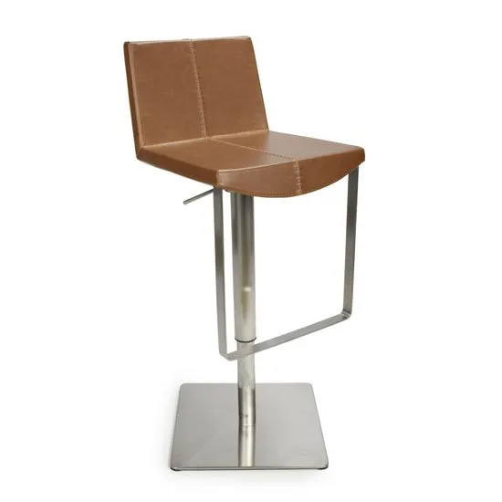 Skypod Bar Stool In Urban Tan With Brushed Steel Base
