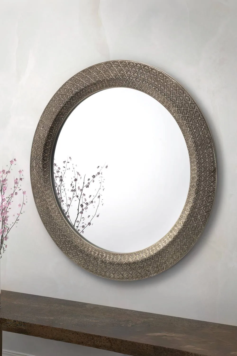 Julian Bowen Cadence Round Wall Mirror in Silver