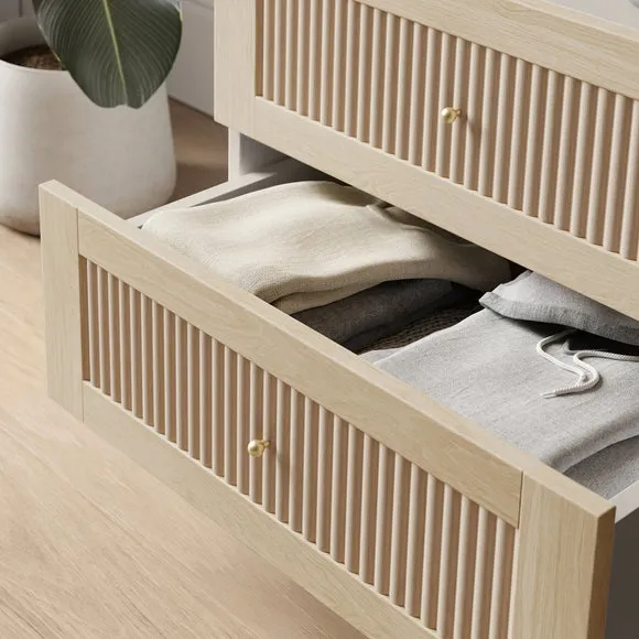 Maeva 2 Drawer Wide Bedside Table, Light Oak Effect 3