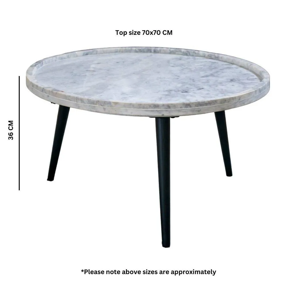 IH Design Margarita Coffee Table With Marble Top & Metal Legs in White 6
