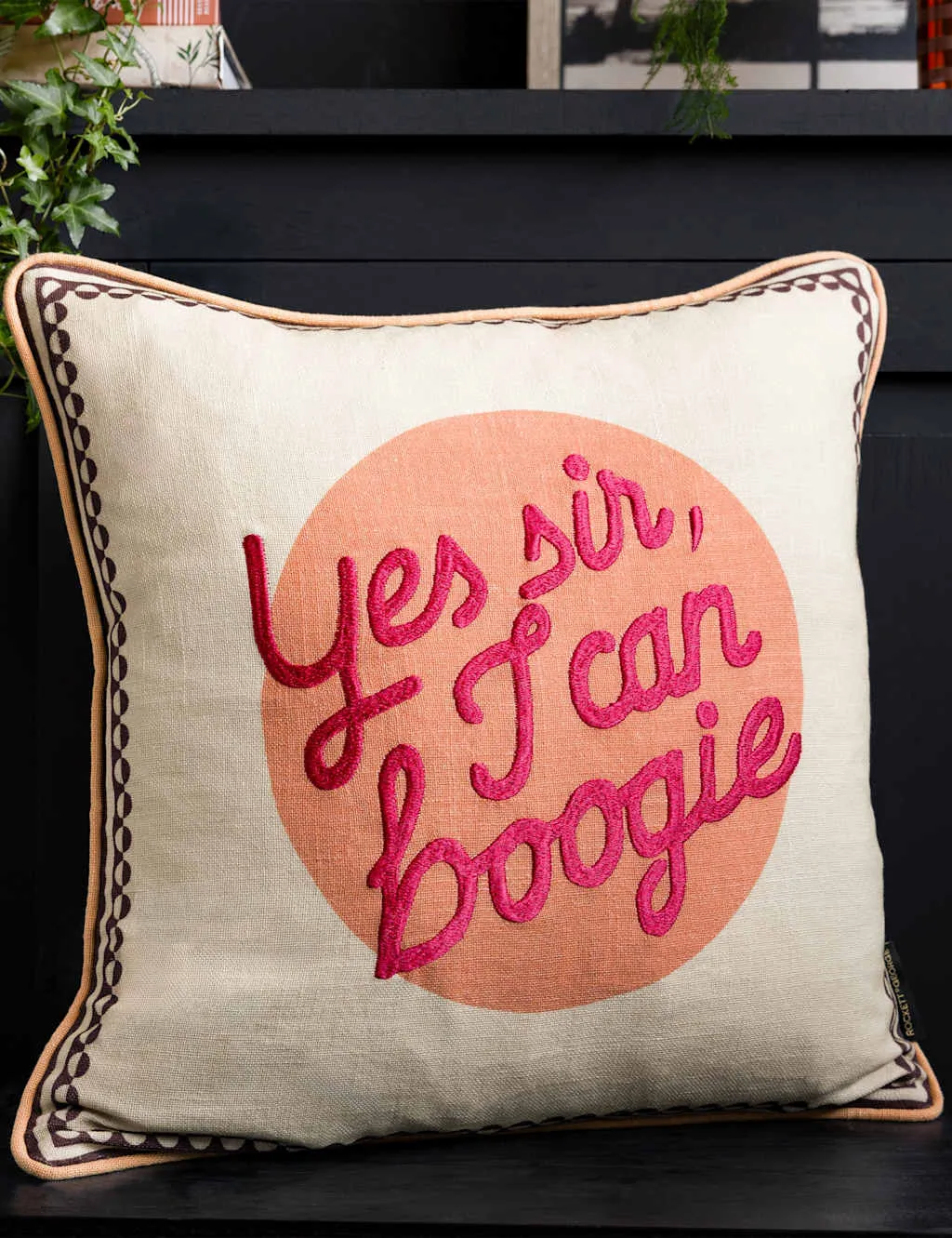 Rockett St George Pure Cotton Yes Sir Piped Cushion Orange Mix