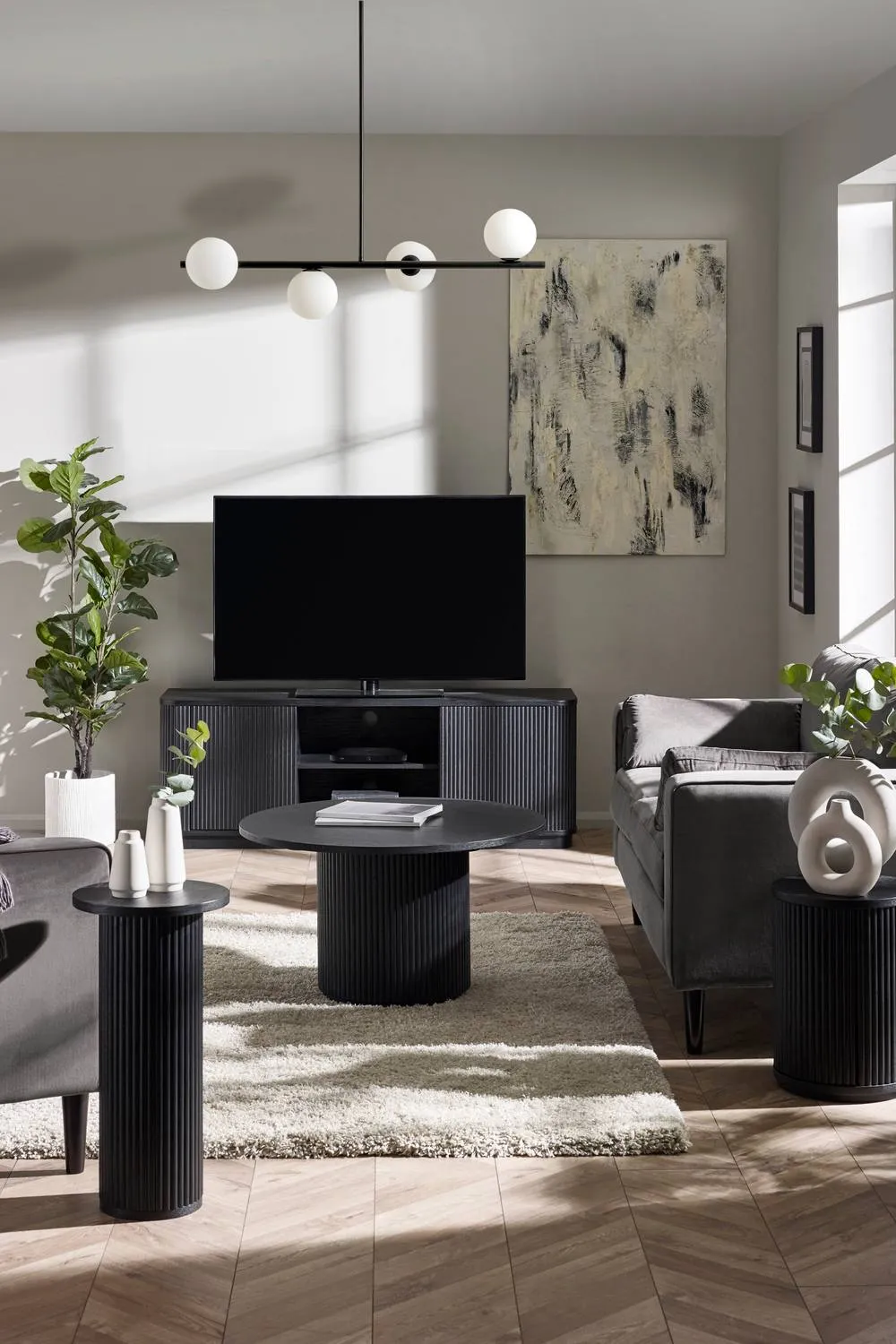 Julian Bowen Louis Fluted Round Coffee Table in Black 2
