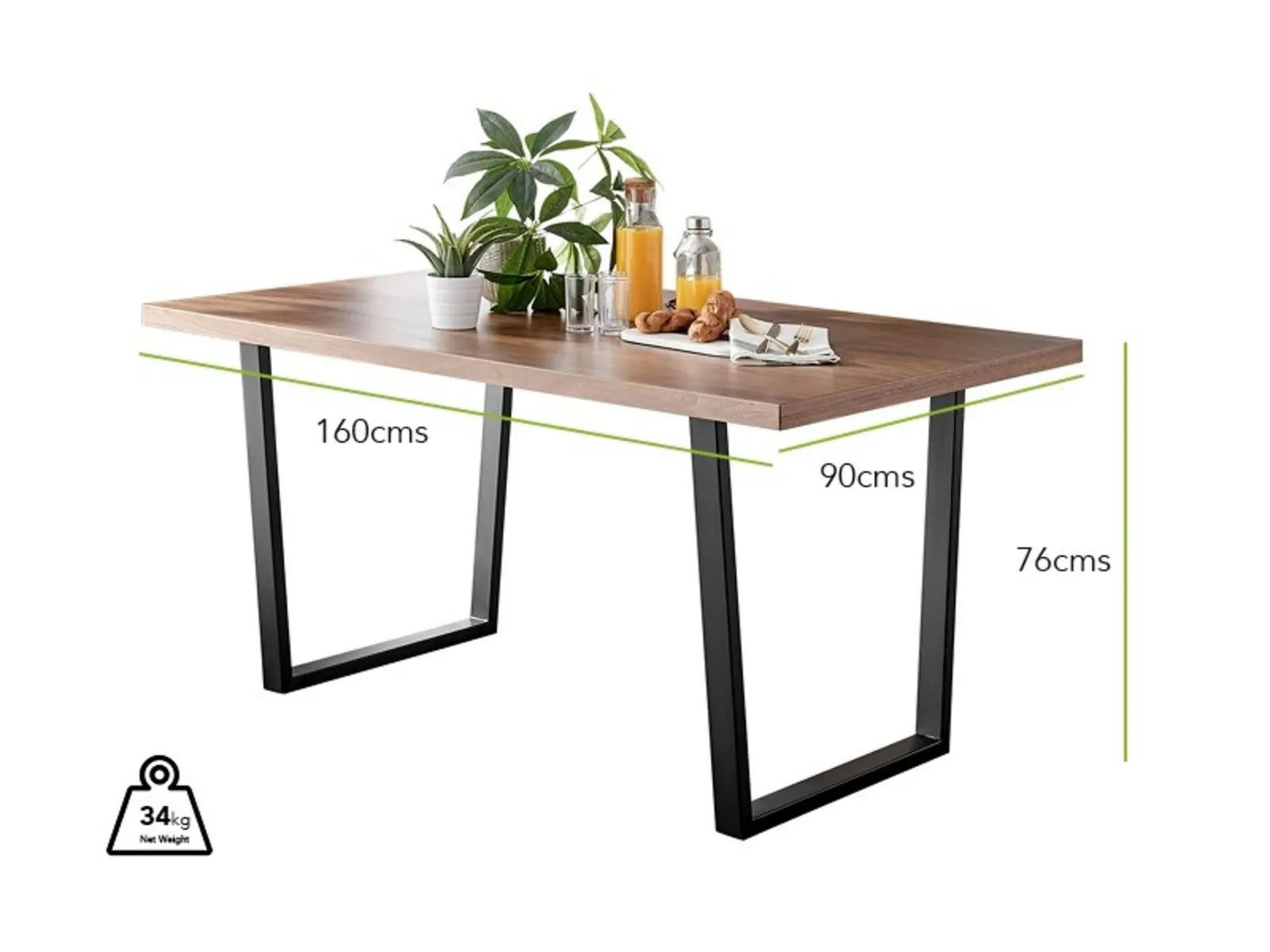 FurnitureboxUK Kylo Large Brown Wood Effect Dining Table & 6 Isco Faux Leather Chairs in Black 5