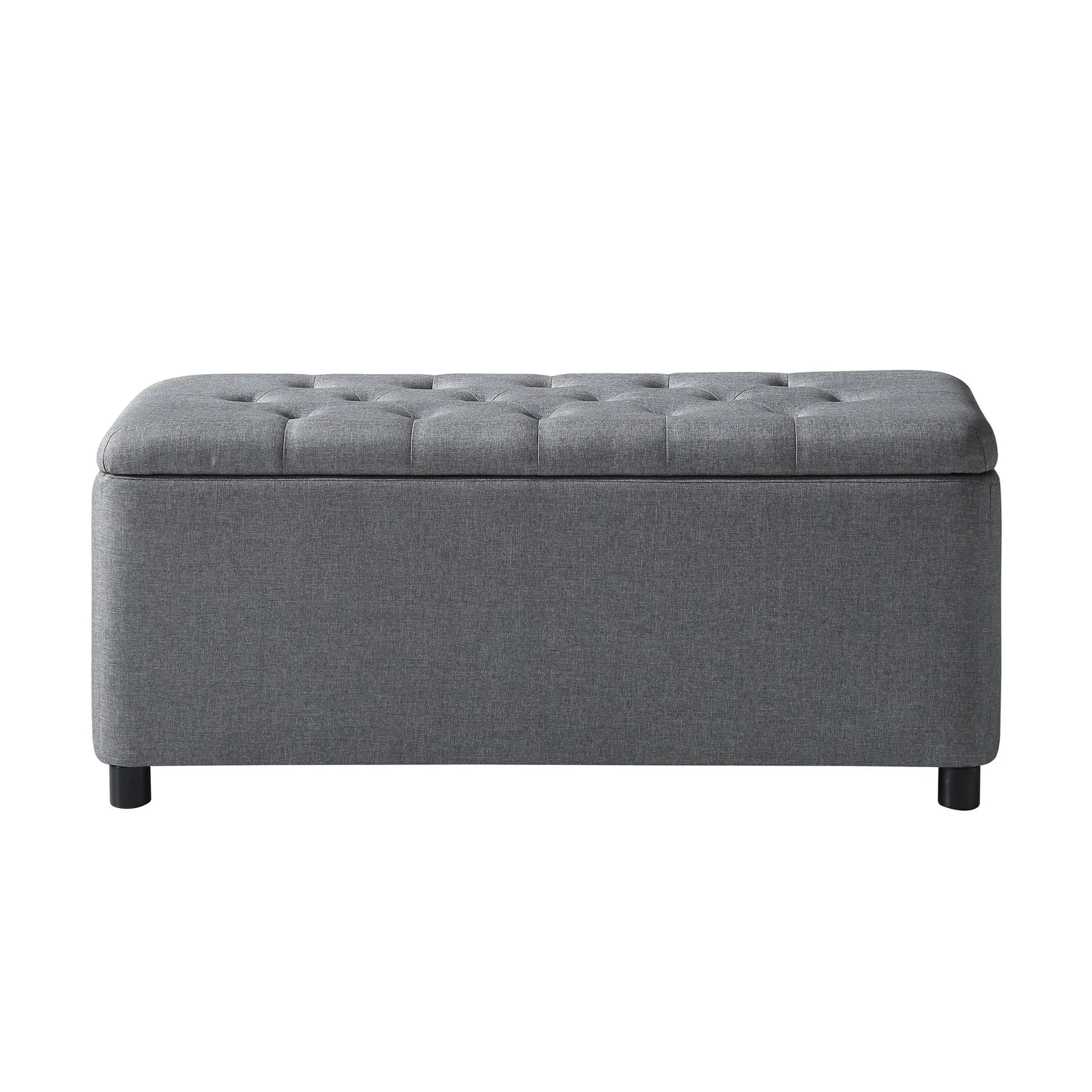Florence Grey Linen Storage Ottoman Charcoal