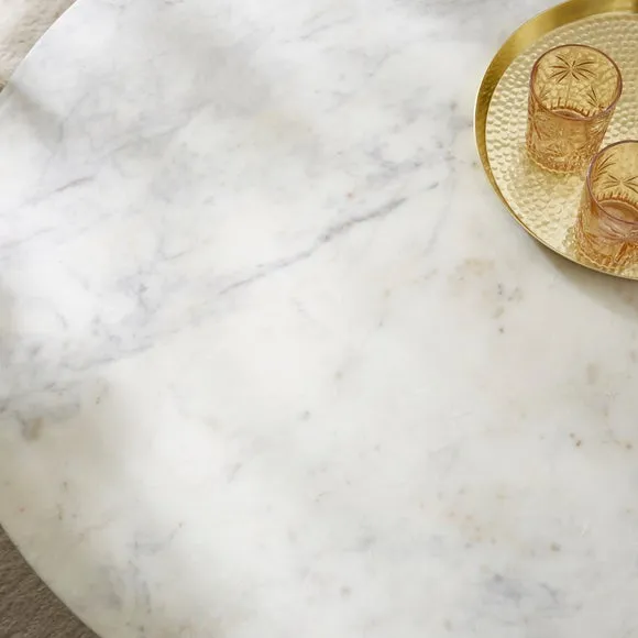 Arya Round Coffee Table, Mango Wood and Real Marble 3