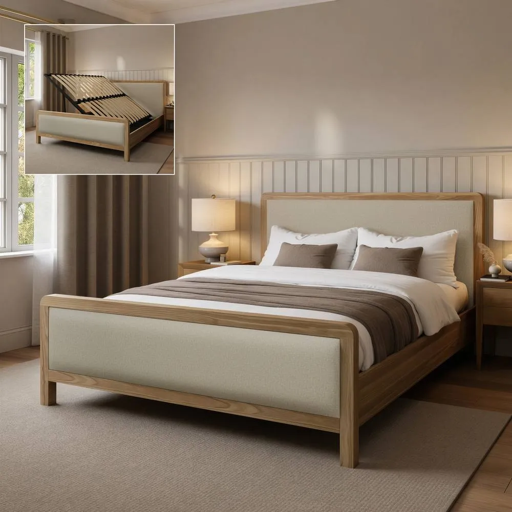 X Rocker Leonie Wooden Shadow Ottoman Bed Frame - Natural - Ash