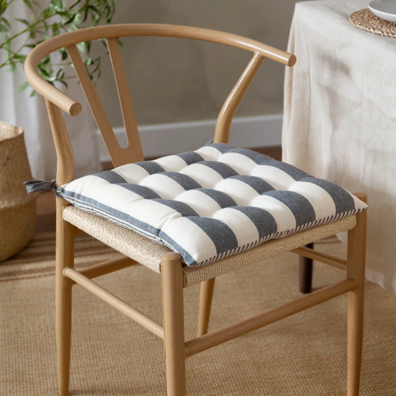 Yard Hayle Striped 100% Cotton Seat Pads - 2 Pack in Navy 1