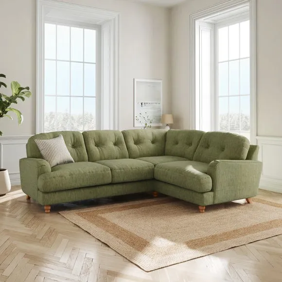 Martha Slub Faux Linen Full Corner Sofa 1