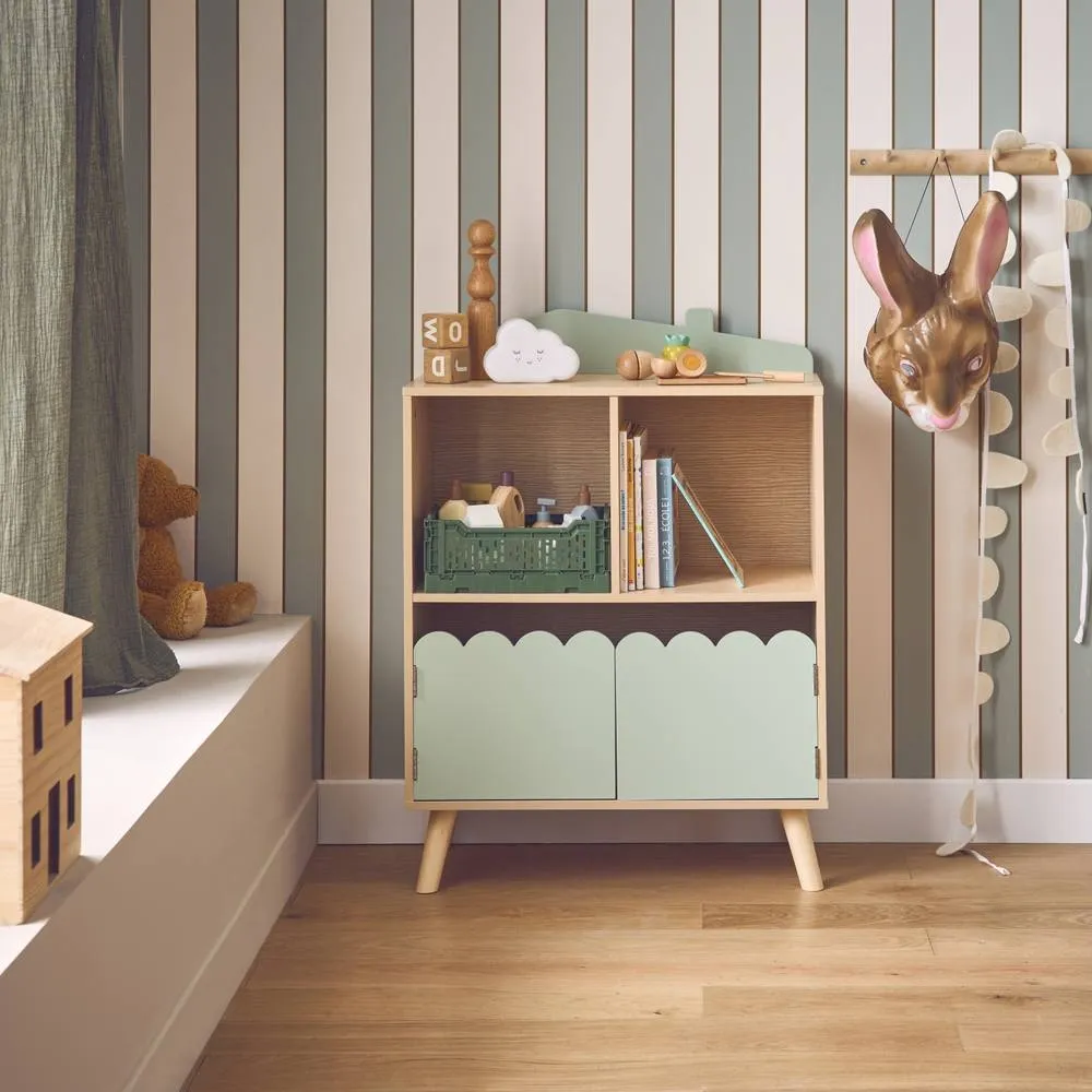 sweeek 2-shelf 2-door Bookcase in Green 4