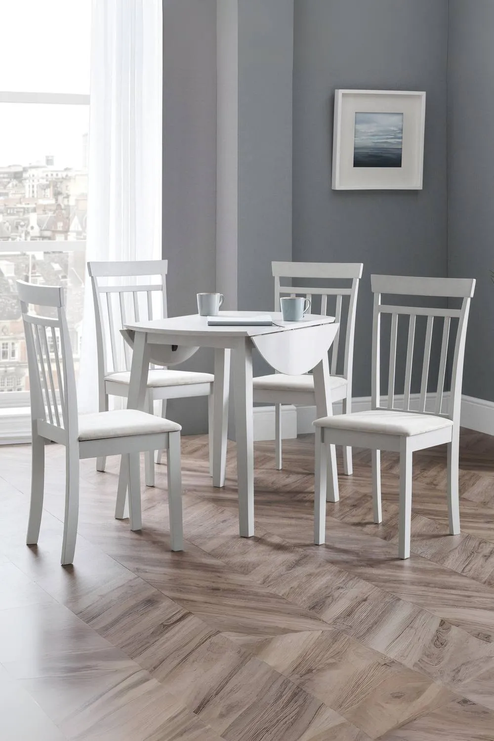 Julian Bowen Coast Round 2-4 Seater Drop Leaf Dining Table in Grey 4
