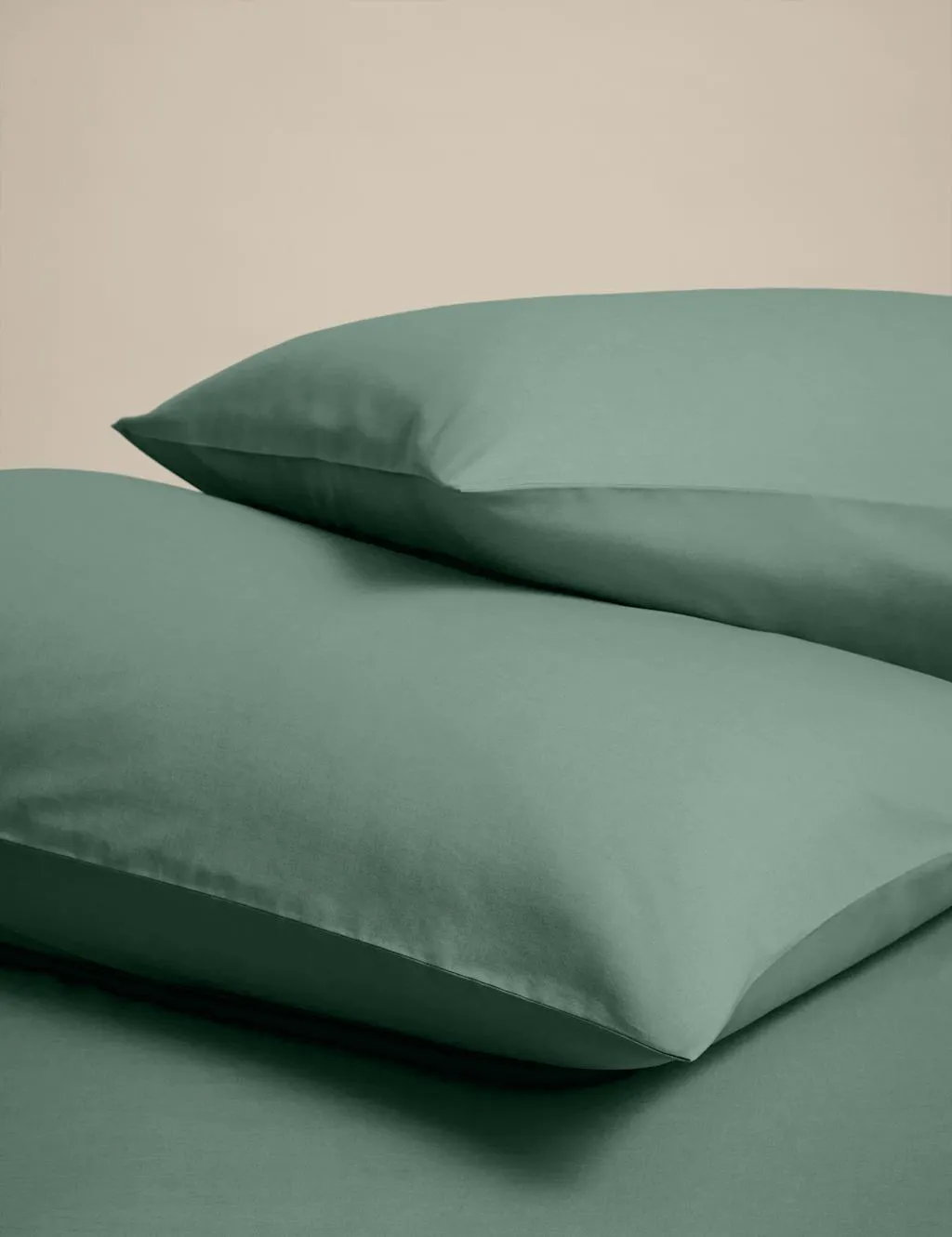 M&S 2 Pack Cotton Rich Pillowcases Smokey Green