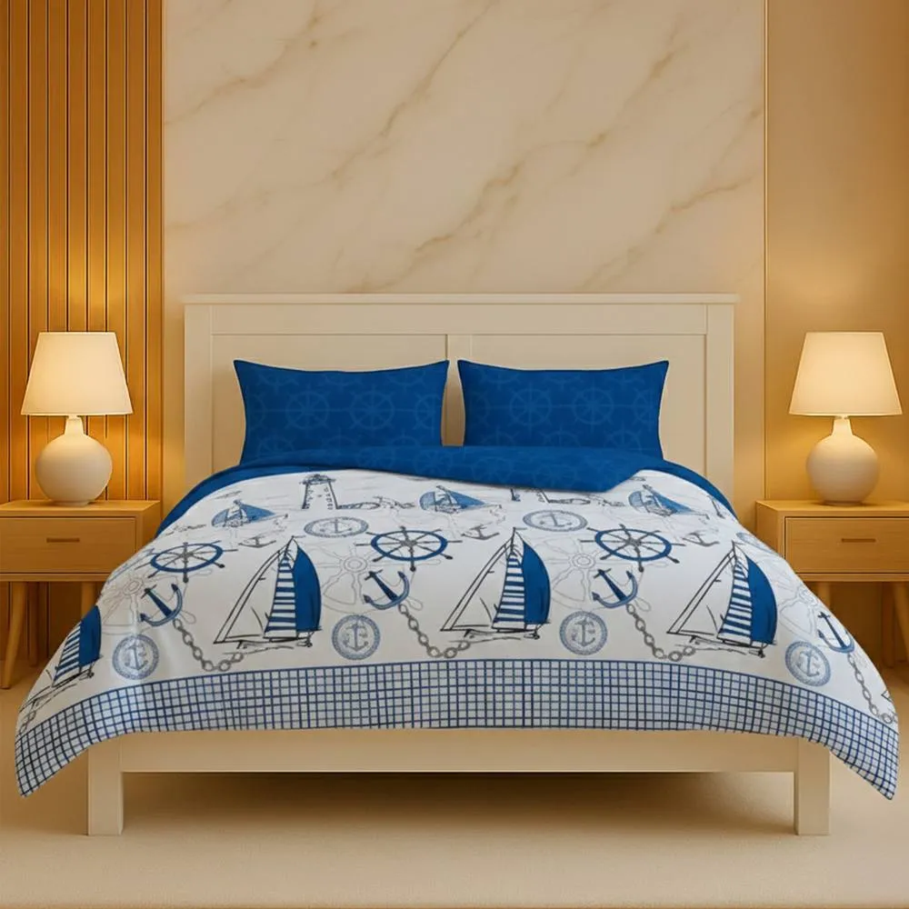 Snug City Pirate Duvet Cover Set Adventure Themed Bedding with Pillowcases in Blue