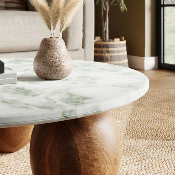 Buffie Coffee Table, Marble and Mango Wood 2