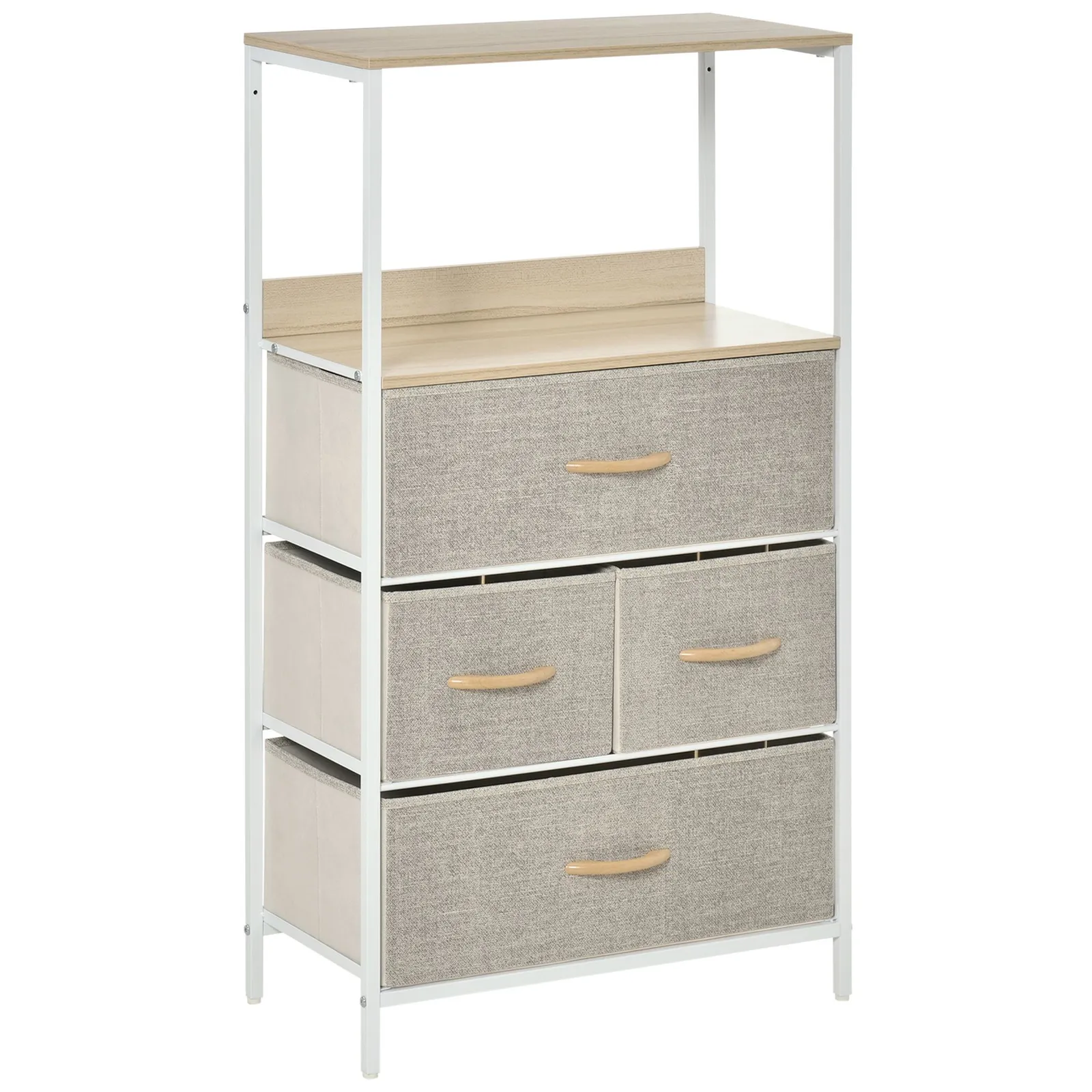 HOMCOM Drawer Storage Chest Unit Home w/ Shelves Home Living Room Bedroom in White 2