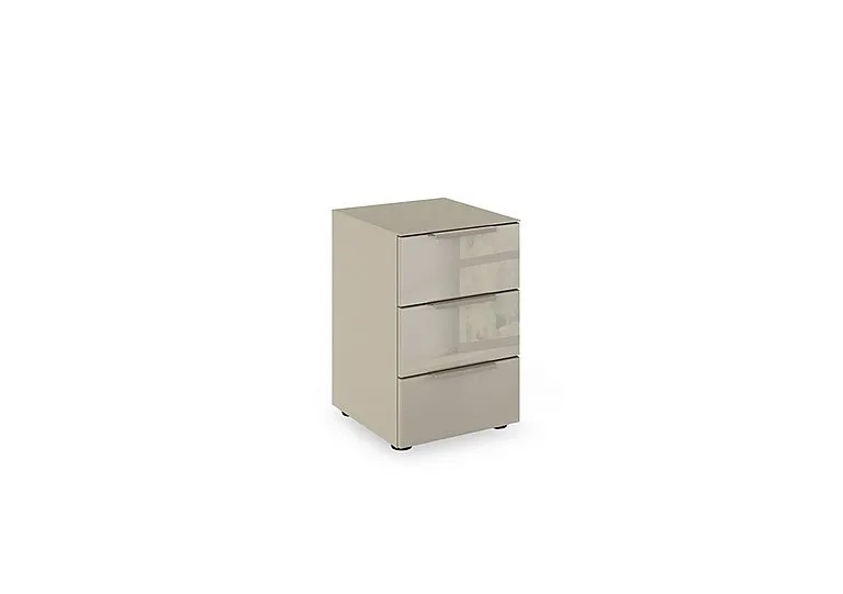 Haven 3 Drawer Bedside Cabinet with Glass Top and Front