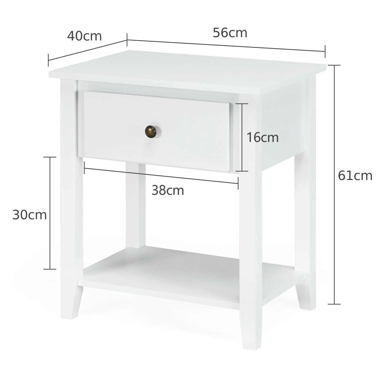 Costway Accent Table Bedroom Narrow Side End Table Storage Cabinet Nightstand in White 3