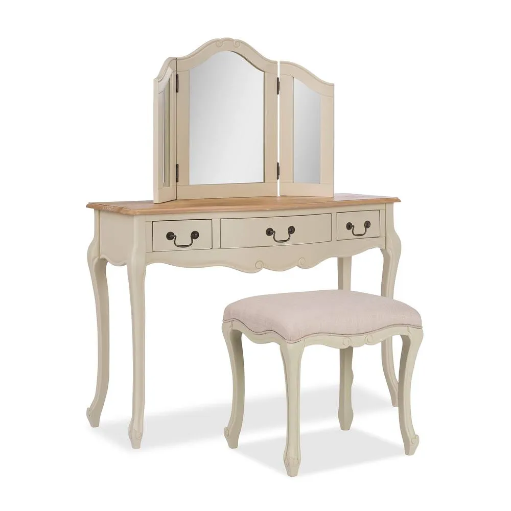 Statement Furniture Juliette Dressing Table Set (Stool, Table, 3 Way Mirror) in Ivory 2