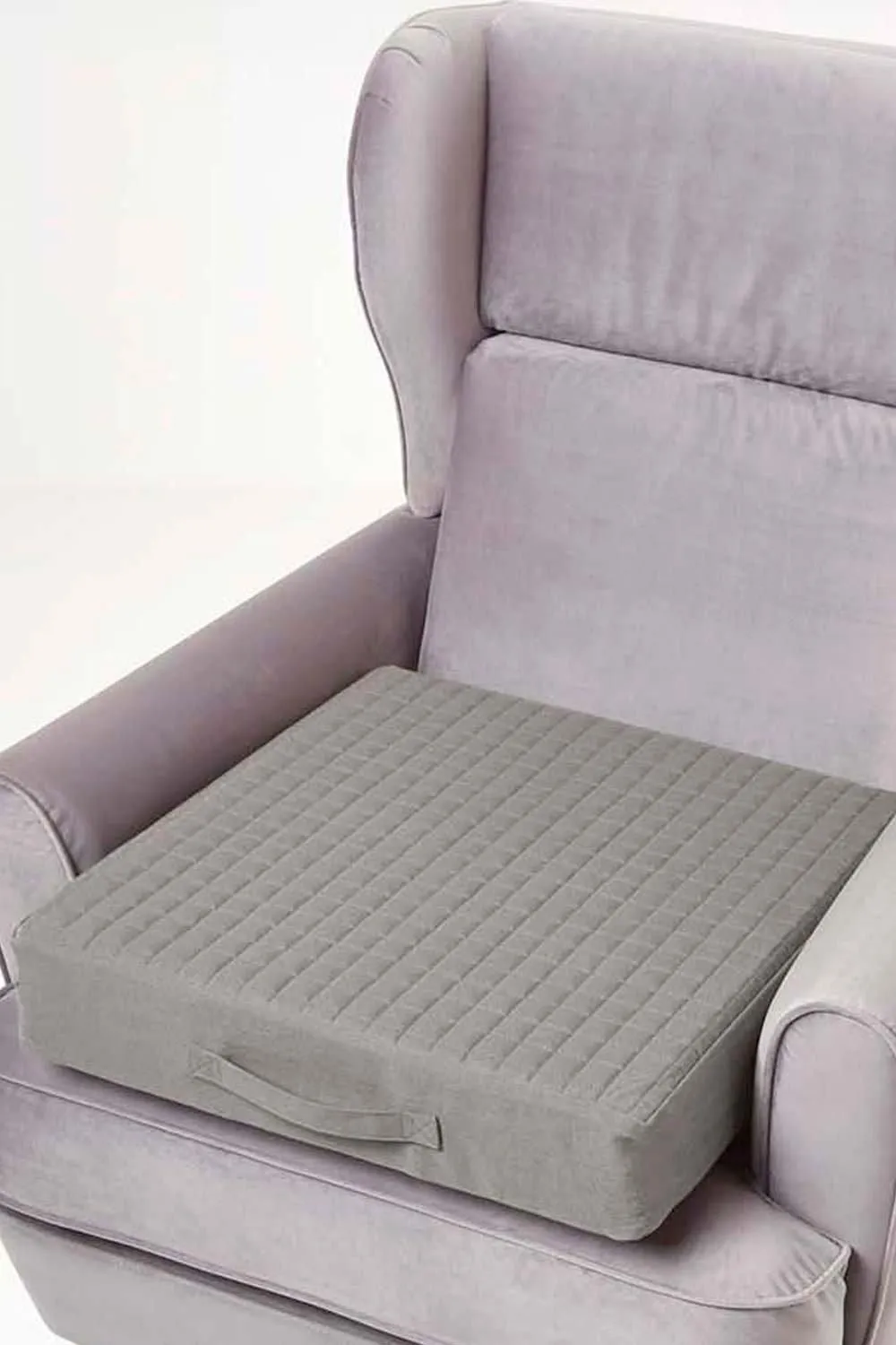 Homescapes Quilted Cotton Armchair Booster Cushion Cover in Charcoal 2