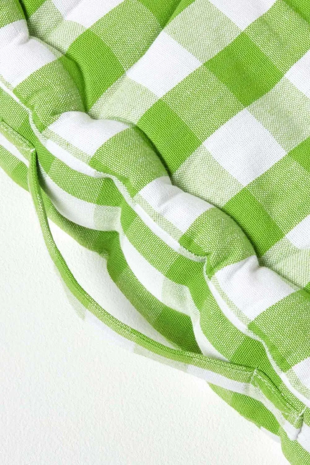 Homescapes Block Check Cotton Gingham Floor Cushion in Green 4