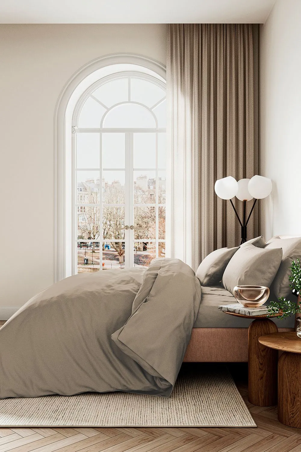 1951 'Luxury 400 Thread Count' Cotton Sateen Duvet Cover Set in Beige