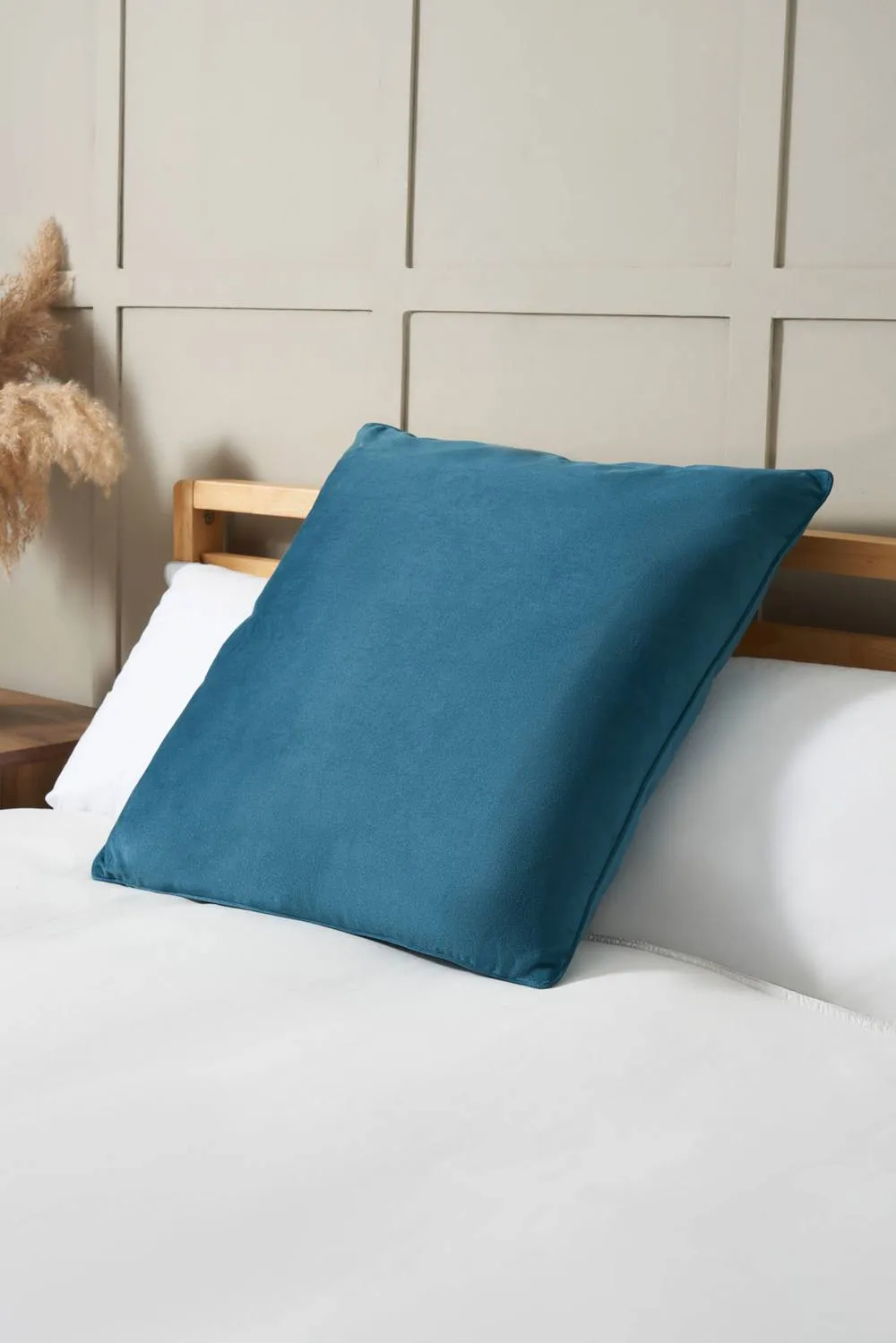 BHS Large Velour Piped Cushion in Teal 1