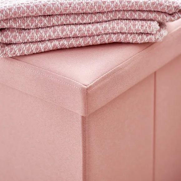 Faux Linen Rectangular Ottoman 3