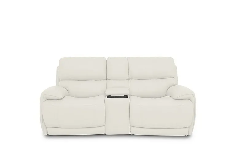 Link Leather 2 Seater Power Recliner Sofa with Power Headrests and Cupholders - BV Star White
