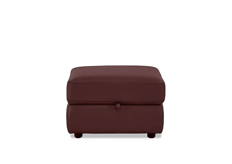 Touch Leather Storage Footstool - BV Deep Red