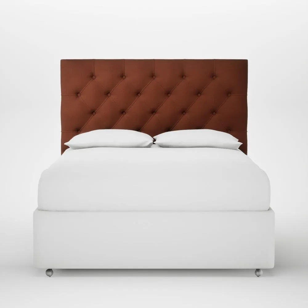 Heal's Balmoral Headboard Lift Storage King Smart Cotton Linen Rust 1