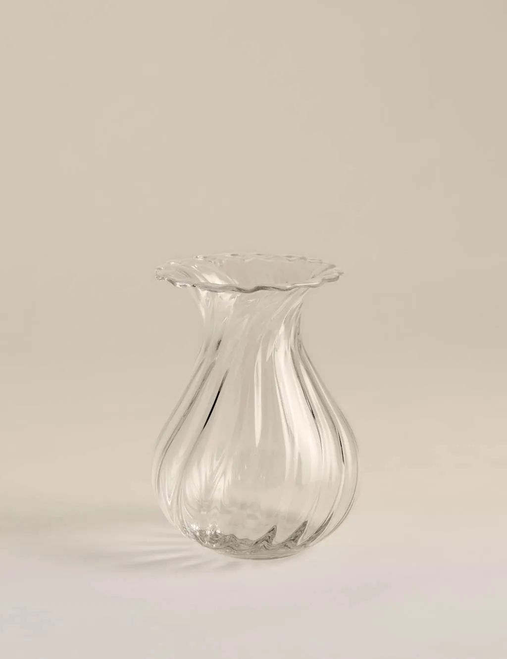 M&S Small Fluted Glass Bouquet Vase Clear