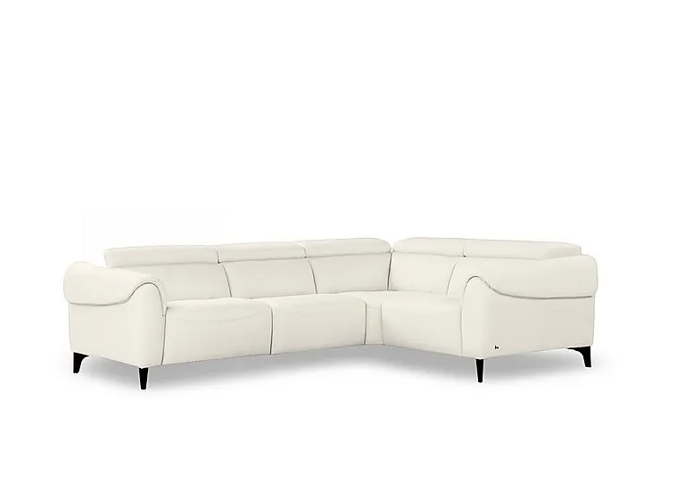 Nicole Small Leather Corner Sofa - Torello Bianco Puro - Sofas and Armchairs - In Time for Christmas