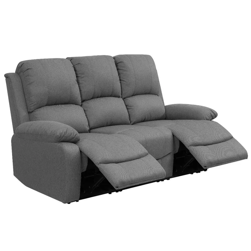 Comfy Living Ltd Luxury Fabric Reclining 3 Seater Sofa in Light Grey 2