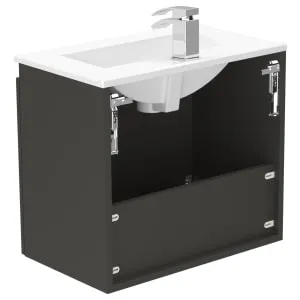 Newland Midnight Mist Slimline Basin Suspended Double Door Unit - 600mm 2
