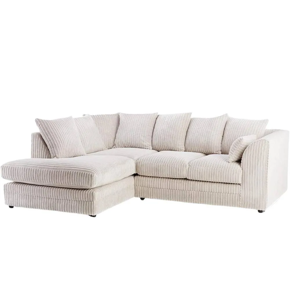 Bliss Furniture Jumbo Cord Scatter Back 4-Seater Left Hand Corner Sofa in Cream Colour