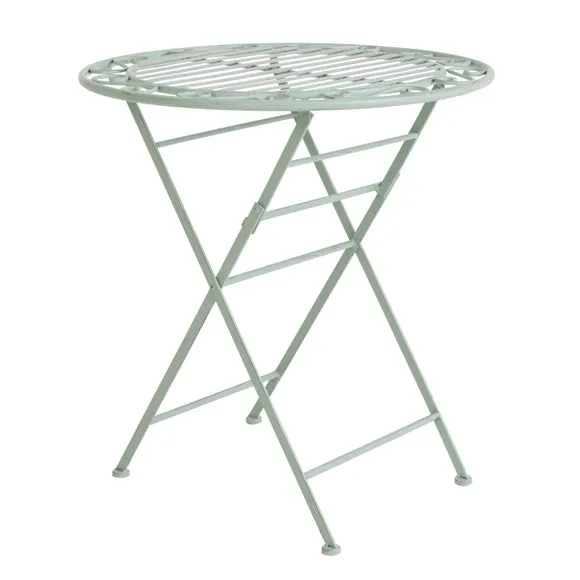 Charles Bentley Foldable Wrought Iron Sage Green Bistro Set 6