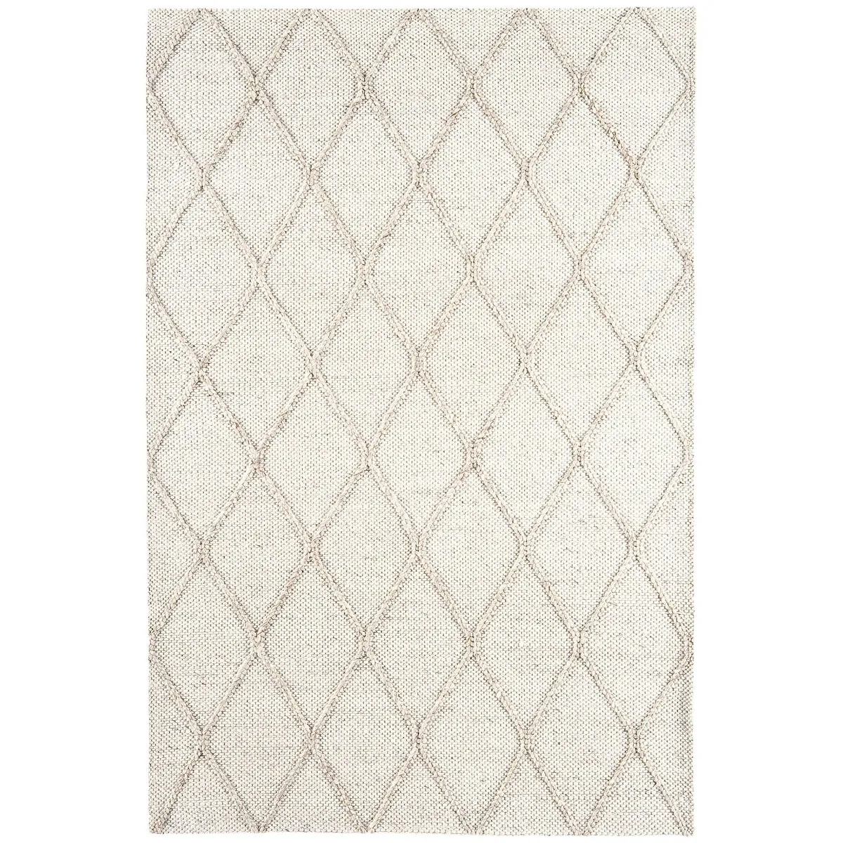 Flori Diamond Hand Woven Rug, Cream