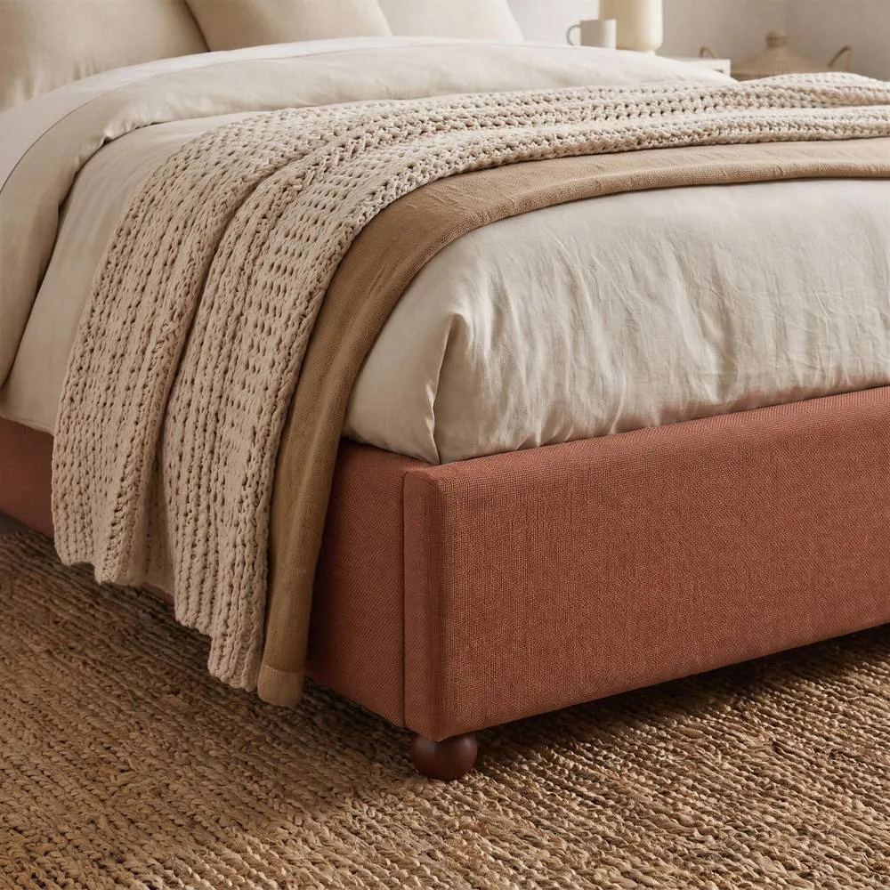 FurnitureboxUK Mabel Fabric Ottoman Bed Frame in Burnt Orange 6