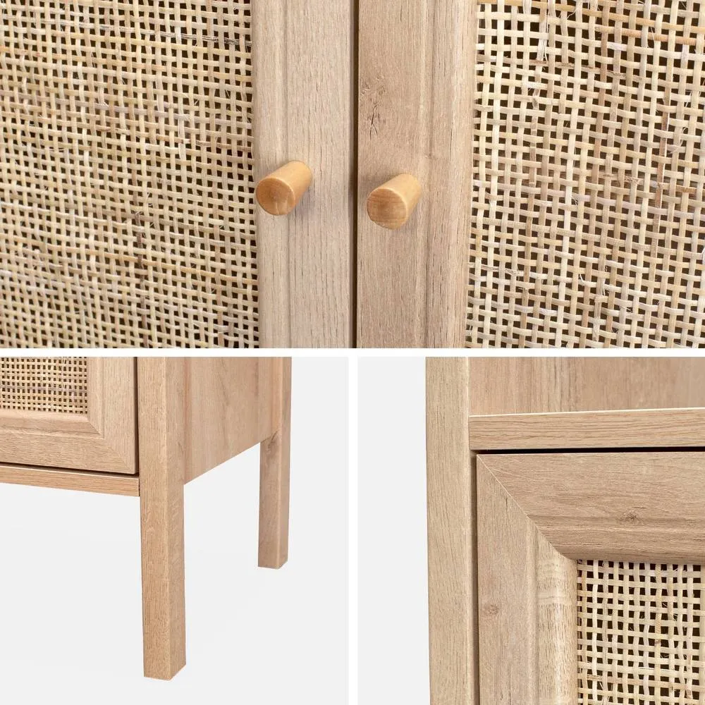 sweeek Wood & Cane Effect Bookshelf 4 Levels in Light Brown 4