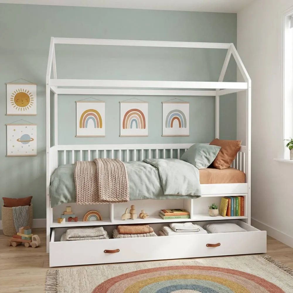 Nöa and Nani Lottie Bo Peep House Day Bed with Pull-Out Trundle in Classic White