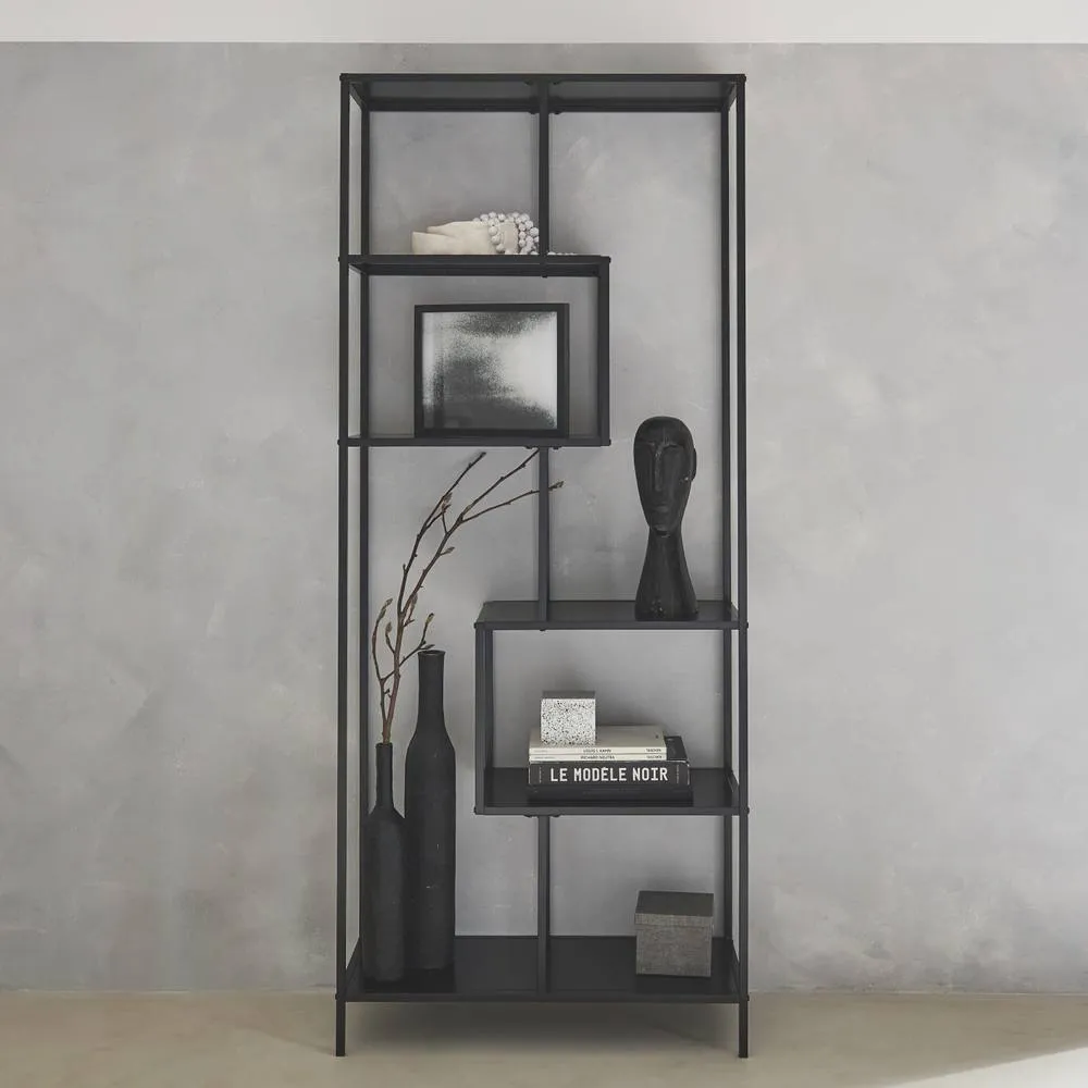 sweeek 6-tier Asymmetrical Bookshelf In Black Metal 6