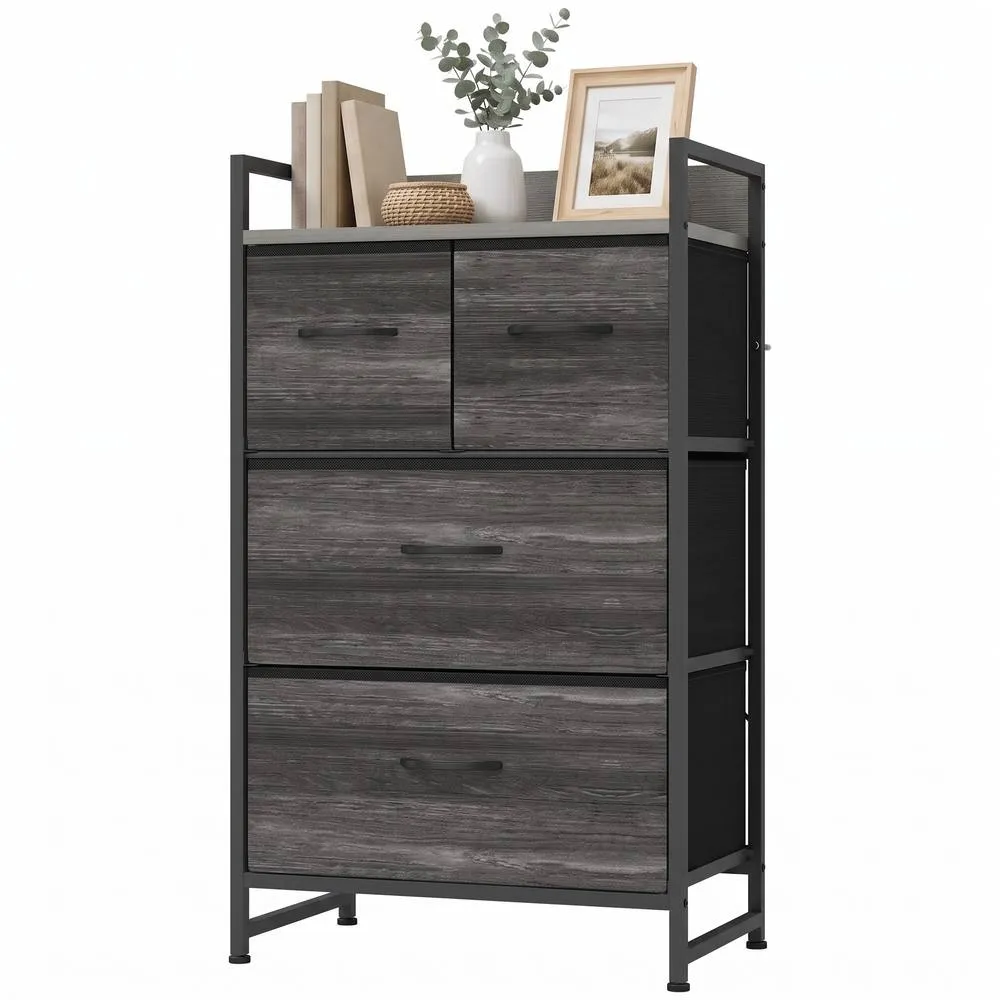 HOMCOM Bedroom Chest of Drawers 4 Drawer Dresser with Shelf, Grey