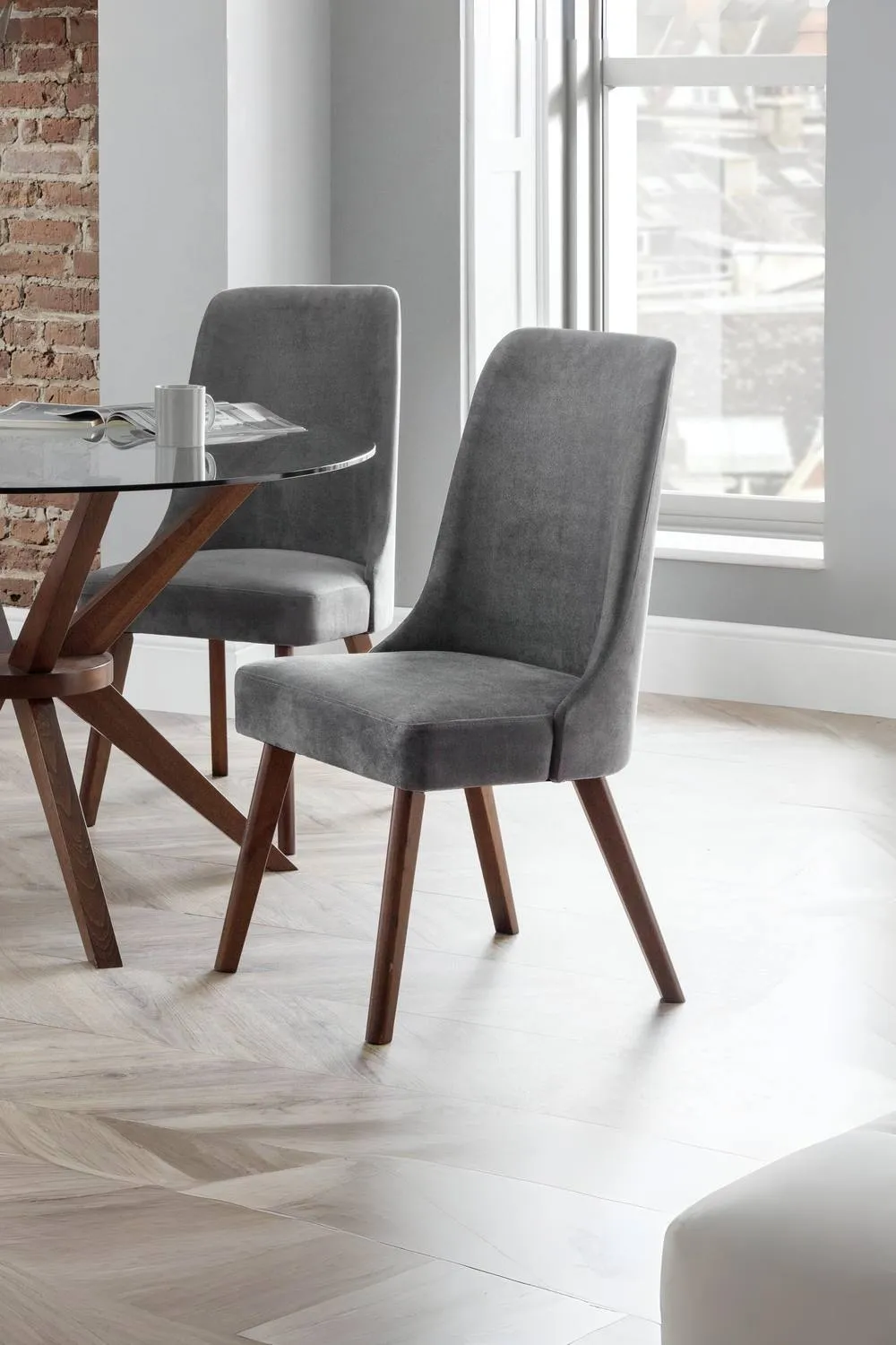 Julian Bowen Huxley High Back Upholstered Dining Chair (Set of 2) in Grey