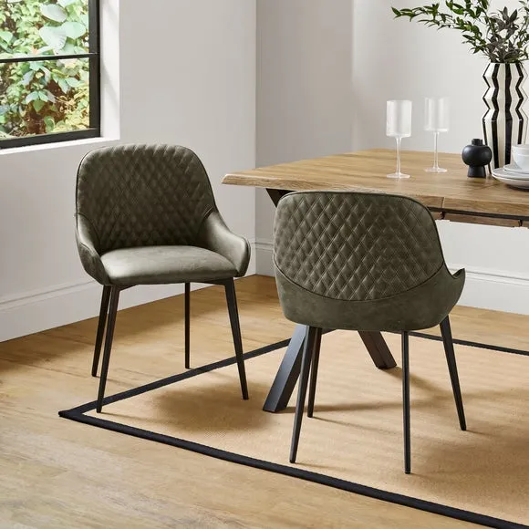 Hudson Set of 2 Dining Chairs, Faux Leather 1