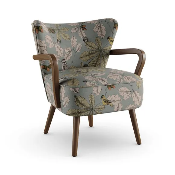 Eliza Flatweave Arboretum Print Wooden Armchair 6