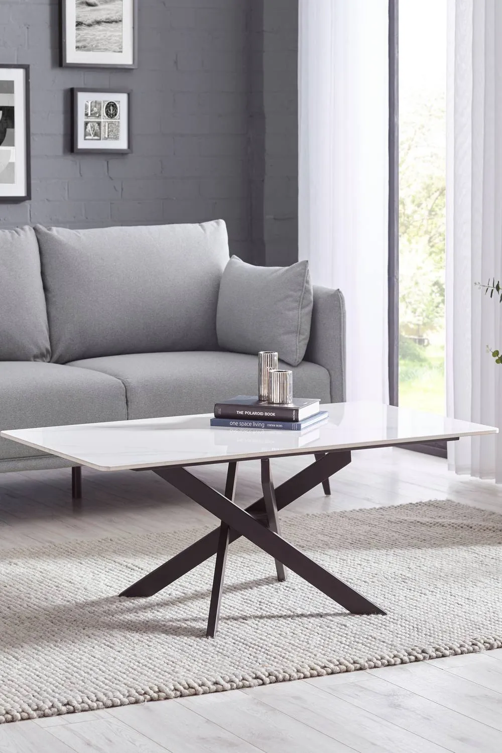 Julian Bowen Bradley Rectangular Ceramic Top Coffee Table in White