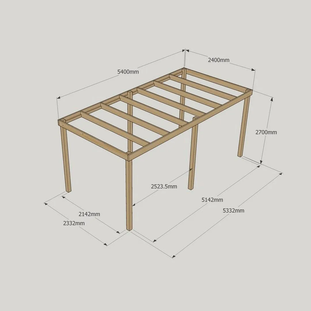 Rutland County Garden Furniture Ltd Garden Pergola 6 Posts - Wood - L240 x W540 x H270 cm - Rustic Brown in Light Green 5