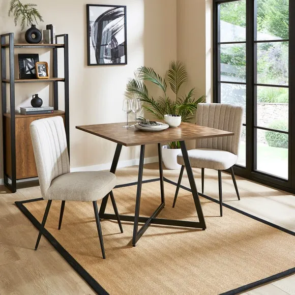Brayden 2-4 Seater Square Dining Table, Parquet Effect