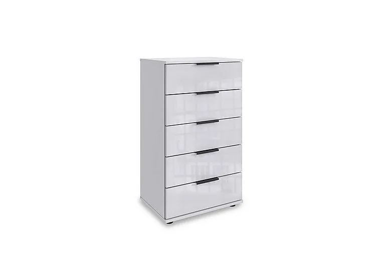 Antoni 5 Drawer Decor Chest with Glass Drawers - White